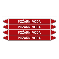 Značení potrubí, požární voda,4 ks, 250 × 26 mm